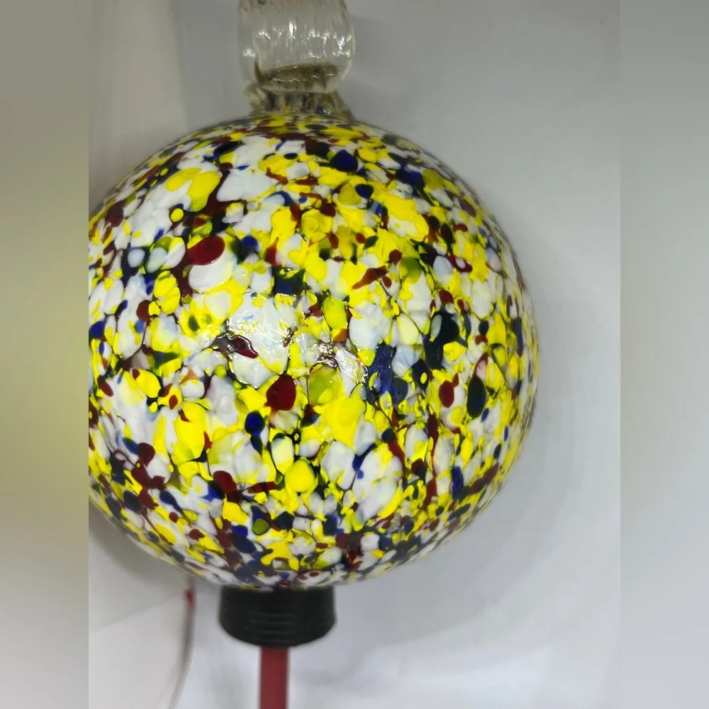 Hand Blown Glass Globe Hummingbird Feeder Yellow Red Blue Hanging Bird Feed
